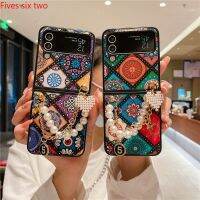 Shirelle แผ่นประดับมุกแวววาวสุดหรูลายสก๊อตสี่เหลี่ยมลายสก๊อตเคสสำหรับ Samsung Galaxy โทรศัพท์พับได้5 4 3 2 1เคสกันกระแทก Flip3