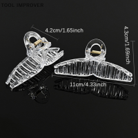 TOOL IMPROVER กิ๊บหนีบผมพลาสติกใสมีที่หนีบผมอะคริลิคฐานกิ๊บเปล่าสำหรับทำเครื่องประดับแบบ DIY อุปกรณ์แต่งผมแฟชั่นสำหรับสาวๆ