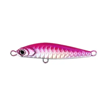 Pink Metal Sinking Artificial Fishing Lure With Feathers, Hooks, Suitable  For Freshwater And Saltwater