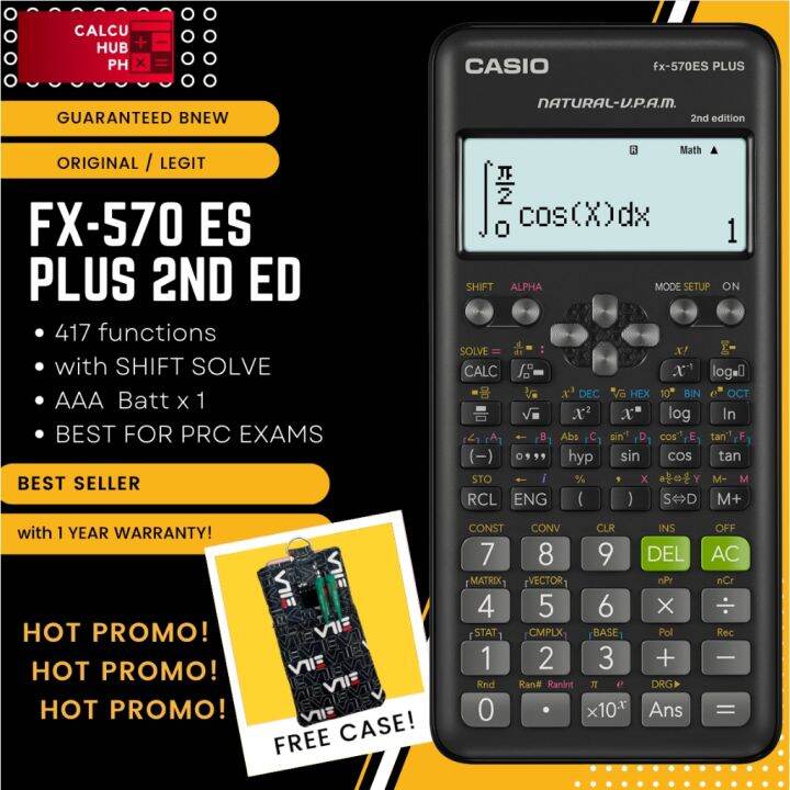 Genuine Casio FX570ES PLUS SCIENTIFIC CALCULATORS 2ND EDITION FREE CASE