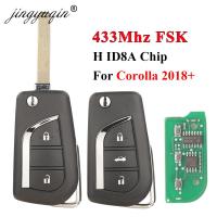 Jingyuqin กุญแจรถยนต์รีโมทพลิก433Mhz FSK สำหรับ Toyota 2018 + Corolla RAV4 Hice Wildlander 2/3B VA2ควบคุมสายห้อยกุญแจที่เอว H ชิป ID8A