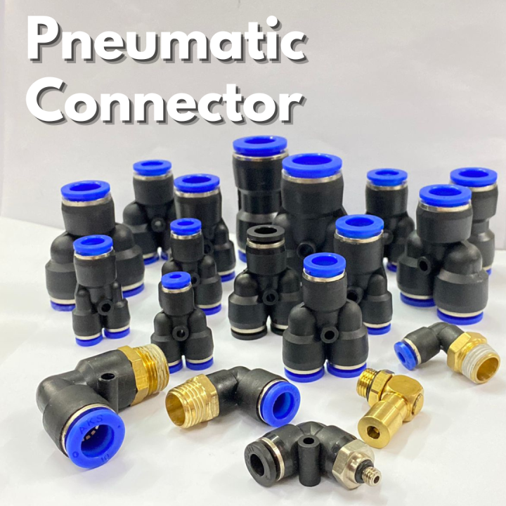 Pneumatic Connector Air Hose Tube Three Way Elbow Straight Air Compressor Rubber Copper