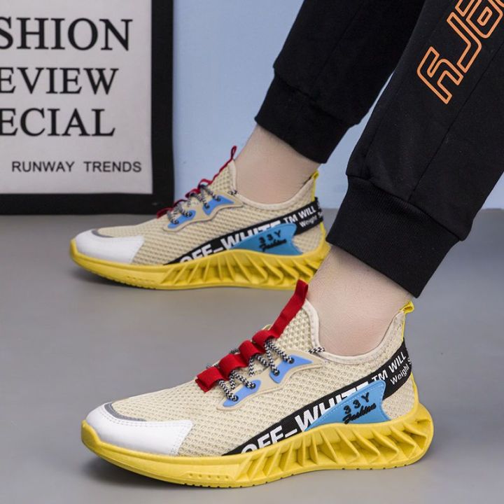 starlight-angela-free-shipping-ส่งฟรี-รองเท้าบุรุษ2023ฤดูร้อนรองเท้ากีฬาใหม่ฉบับภาษาเกาหลีรองเท้าตาข่ายรองเท้าเสริมส้นรองเท้าผูกเชือก
