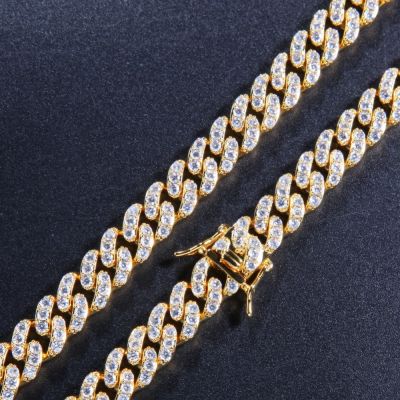 Uwin 9mm Iced Out Cuban Chian CZ Punk Choker Fashion Gold Color Necklace Men HipHop Jewelry For Gift