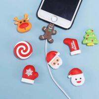 New Christmas Gift Cable Accessory Santa Claus Cartoon USB Charger Data Cable Cord Protector For iphone 8 7 6 cable protection