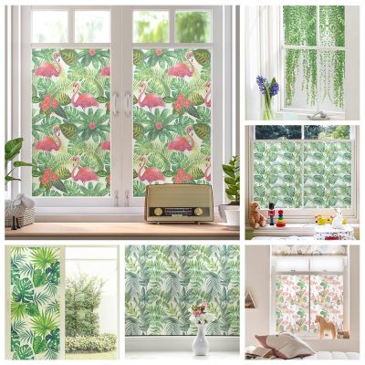 Jungle Animals Window Glass Electrostatic Stickers Removable Privacy Frosted Film for Office