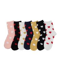 Fashion Socks Woman 5 Pairs Pack Girls Cotton Happy Color Novelty Female Cute Heart Pattern Casual Funny Sock Set Sweet Gifts