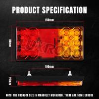 12 LED หางไฟเบรกสแควร์สัญญาณโคมไฟหยุดเตือนย้อนกลับแสงสำหรับรถยนต์รถพ่วงรถบรรทุกรถแทรกเตอร์รถบัสรถ A RV รถบรรทุกรถตู้12โวลต์24โวลต์