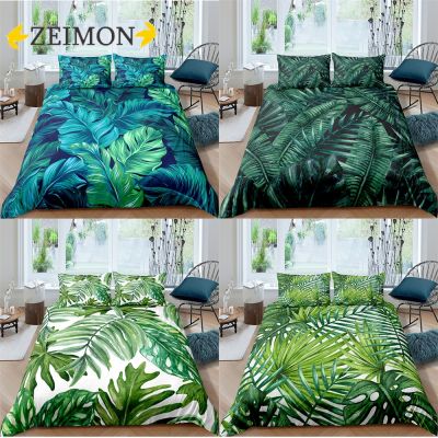 ZEIMON 3D Palm Leaves Bedding Set Duvet Cover Pillowcase for Home Bedroom Luxury Bed Set 2/3pcs Bohemian Quilt Cover Bedding Set