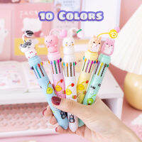 5Pcs Kawaii Cute Animal Cartoon Ballpoint Pens 10 Colors Retractable Multicolor Refill Pen School Office Supply Stationery Gift