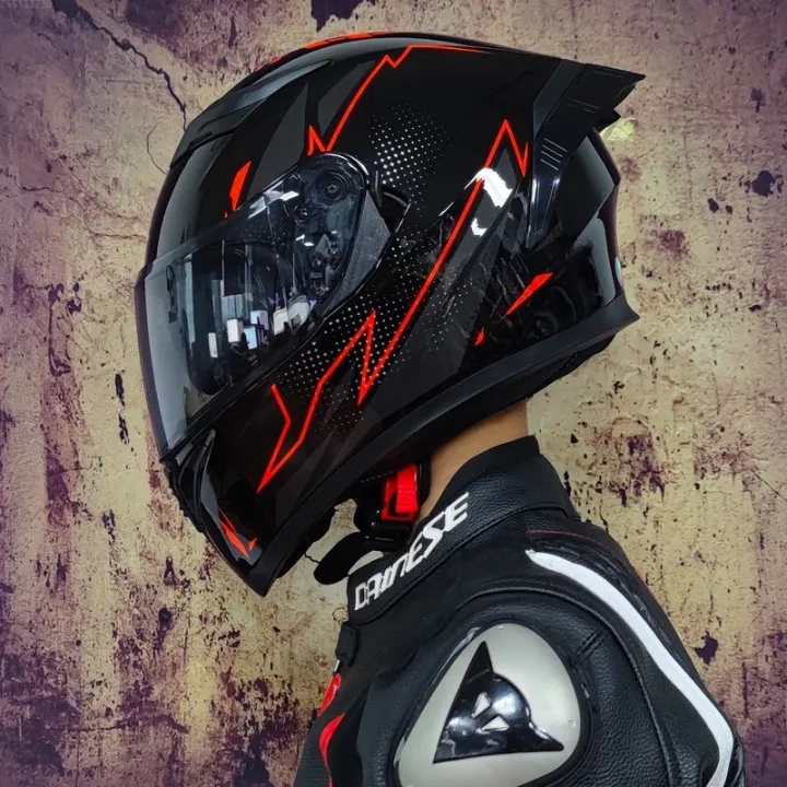 【Ready Stock】ICC Standard Motorcycle Modular Helmet Dual Lens Flip Up ...