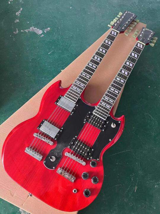 Classic Red Gibson 12 & 6 Strings 1275 Double Neck SG Electric Guitar
