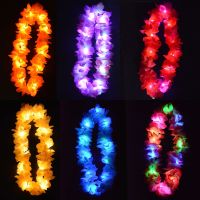 1pcs Women Girl LED Lights Hawaii Flower Leis Hair Band Garland Hula Luau Glow Wreath Necklace Party Birthday Wedding Halloween