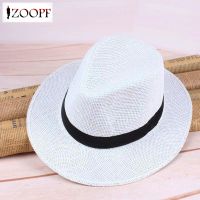 ZOOPFผู้ชายหมวกฟางปานามาHandmadeหมวกคาวบอยฤดูร้อนBeachพกพาSunhat