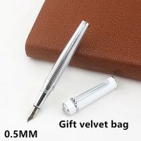 【✆New✆】 ORANGEE กระเป๋ากำมะหยี่คุณภาพสูงปากกาหมึกหัวปากกาโลหะสำหรับเครื่องเขียนสำนักงานโรงเรียนปากกาหมึกซึมโลหะขนาด0.5มม.