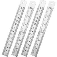 【CW】 1 15cm 6 Inch Metal Straight Ruler Sided Office Stationery Drafting Supplies