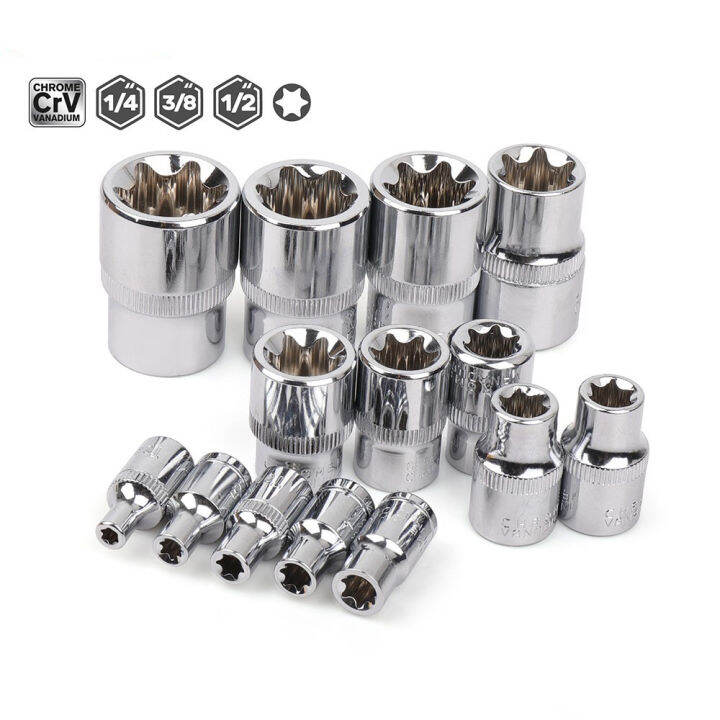 1 Set 1/4 3/8 1/2 ESocket Sockets Set Adapter Torx Star Bit Repair