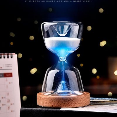 15 Minutes Glass Hourglass with Remote Adjustable 12 Colors Light Creative Hourglass Timer Ornaments Gift Decompression Toy