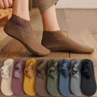 ☜♤  2023 New Lace Warmer Socks Women Fashion Ladies Girl Winter Non-Slip Cotton Warm Ankle Socks Soft Thin Breathable Casual