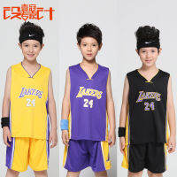 Los-Angeles-Lakers Jersey Basket สำหรับเด็กเด็กผู้ชายเด็กผู้หญิงในฤดูร้อนเด็กทารก24โคบส์ Jersey Basket เสื้อยืดเกมสำหรับเด็กสามารถปรับแต่ง0000