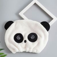 1Pc Women Dry Hair Hat Cute Panda Super Absorbent Hair Towel Quick-Dry Hair Turban Bathroom Adult Shower Cap Head Wrap Hat Towels