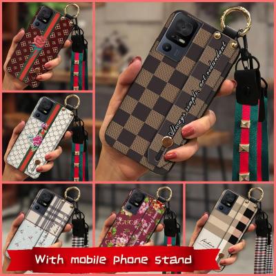 Dirt-resistant silicone Phone Case For TCL 40SE/T610K Fashion Design Soft New Simple waterproof classic Wristband TPU