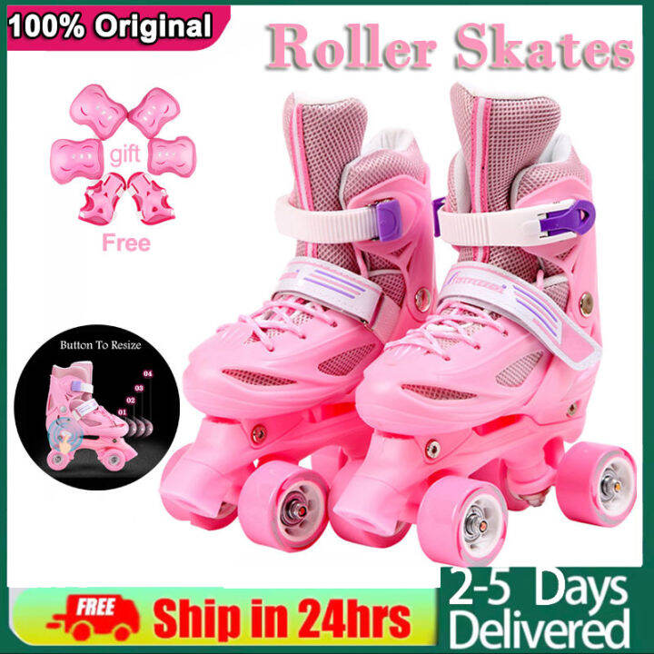 【Free Shipping+Local Ship+COD】The New Roller skates Adjustable four