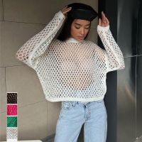 [COD] European and sexy hot girl style beach hollow blouse outerwear loose knitted mesh women