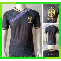 2022 2023 Newest เสื้อกีฬาแขนสั้น ลายทีมชาติฟุตบอล Brazil 2022 2023 22 23 ไซซ์ S - XXL สีดํา