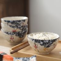 Japanese-style Snow Glazed Ceramic Hotel Tableware Home Rice Bowl Soup Bowl Hand Color Creative Personality Dessert Bowl