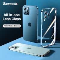 Sanptoch Fullเลนส์แก้วเคสโทรศัพท์สำหรับiPhone 11 / 12 / 13 / 14 Pro Max ถุงลมรับแรงกระแทกสำหรับiPhone 14 Plus โปร่งใสเคสป้องกัน