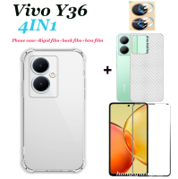 (4in1) เหมาะสำหรับ Vivo Y36 Y21 Y33S Y15A Y15S เคสโทรศัพท์โปร่งใส Tecno Pova Neo เคสโทรศัพท์โปร่งใส + ฟิล์มเสริมแบบเต็มหน้าจอ + ฟิล์มด้านหลัง + ฟิล์มเลนส์