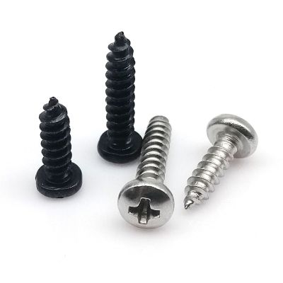 100pcs M1 M1.2 M1.4 M2 M2.6 M3 M4 Small Micro Stainless Steel Black Carbon Cross Phillips Pan Round Head Self Tapping Wood Screw