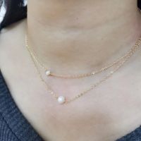 14K Gold Filled Choker Double Layer Pearl Pendant Necklace Handmade Boho Collier Femme Perle Collares Women Jewelry Necklace