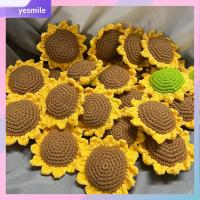 YESMILE 2pcs ดีไอวาย หัวดอกไม้โครเชต์ กิ๊บติดผม ถักด้วยมือ หัวดอกทานตะวัน ที่มีคุณภาพสูง จี้ห้อยคอ ดอกไม้จำลอง บ้านในบ้าน