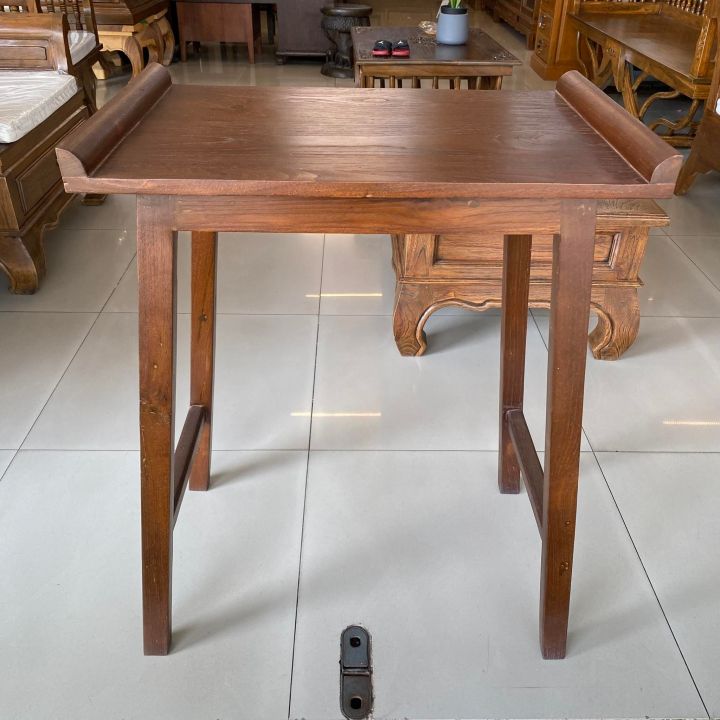 โต๊ะไม้สัก-สูง-75x60x40-cm-ประกอบแล้ว-สีไม้สัก-โต๊ะวางพระ-โต๊ะขาจีน-ไม้แก่-แท่นวางพระ-เก็บเงินปลายทางได้-แข็งแรง-teak-table-wooden-desk-75-cm