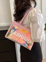【MAY】 Color handbag laser jelly bag female tote bag transparent bag waterproof large bag PVC high-end handbag