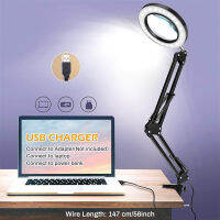 Haidianzi โคมไฟ LED ผ้าปูโต๊ะลินินสไตล์เกาหลี3ดวงแบบ USB มีแว่นขยายกระจกขยายขนาดใหญ่5เท่าสำหรับเล็บ