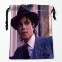 Michael Jackson Modern Picture Drawstring Bags Print 18X22CM Soft Satin Fabric Resuable Storage Storage Clothes Bag Shoes Bag