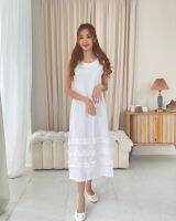 Tree lines pleated dress  - White color | 108001