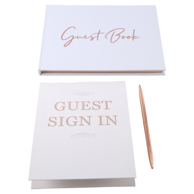 Hen Party Guest Book Wedding Books White&amp;Rose Gold for Guests to Sign,Baby Shower Sign in Guest Book,with Pen