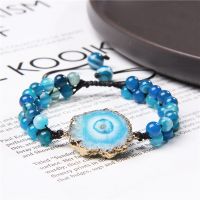 【When the flowers bloom】คู่ LayerCrystal DruzyGeode ทอ BraceletAgates หินลูกปัด AdjustableWomen ผู้ชายเครื่องประดับ