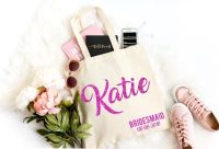 personalized name glitter Wedding Bridesmaid Proposal Maid of Honor birthday party Canva Tote Bags company gift bags clutches