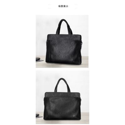 Genuine Leather Business Bag Briefcase Mens Handbag Cowhide Horizontal Style Tianhong Kangaroo Computer Casual Soft