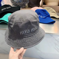 "High version" tide brand hot drilling miu miuˉletters fisherman hat female spring and summer Joker face small sun visor.