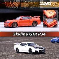 อินโนโน V-SPEC R34 1:64เส้นขอบฟ้าจีทีอาร์ N1ชุดของเล่นคาร์รอลขนาดเล็กสีขาวส้มผสมมาร์คอลเลกชั่นโมเดลรถยนต์