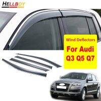 4X สำหรับ Audi Q3 8U Q5 8R 2012 2010 Q7 4L กระบังหน้าหน้าต่างประตูรถฝนที่บังแผ่นเบนทางลมอุปกรณ์เสริมรถยนต์2006-2018