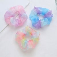 【CW】 Yarn Mesh Scrunchies Colorful Hair Rope Transparent Tulle Organza Ties Accessories