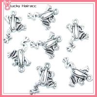 LUCKY HAIRACC 100PCS เงินโบราณ จี้กบโลหะผสมเงินโบราณ โลหะผสมอัลลอยด์ 0.940.66นิ้วค่ะ จี้รูปสัตว์กบที่มีเสน่ห์ ส่องแสงระยิบระยับ จี้รูปสัตว์ใน3D สาวๆ