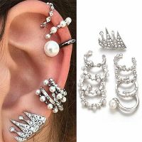 9PCS/Set Fashion Pearl Ear Clip Ear Cuff Stud Crystal Ear Earrings Jewelry For Women Girl trepadores oreja Clip On Earring